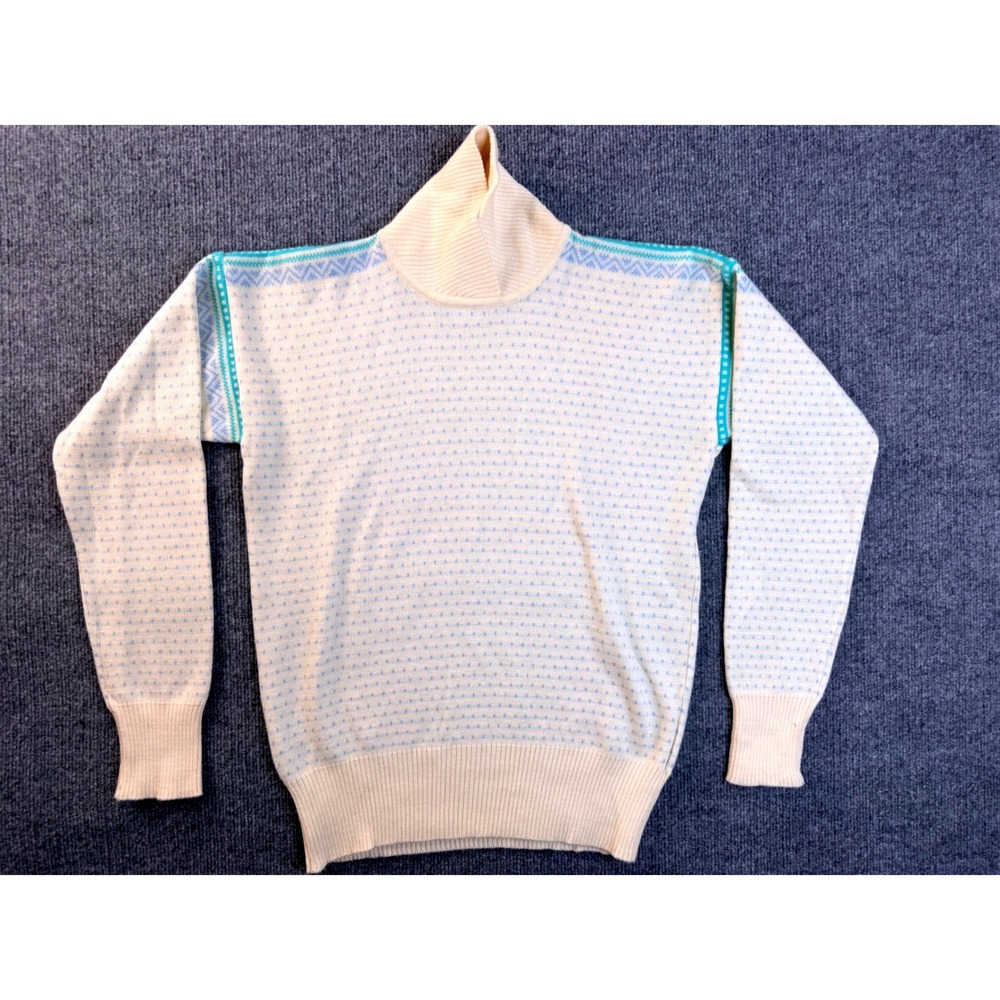 Vintage Obermeyer Audie Sweater Womens M Cream Wool Blend Turtleneck Ski Y2K